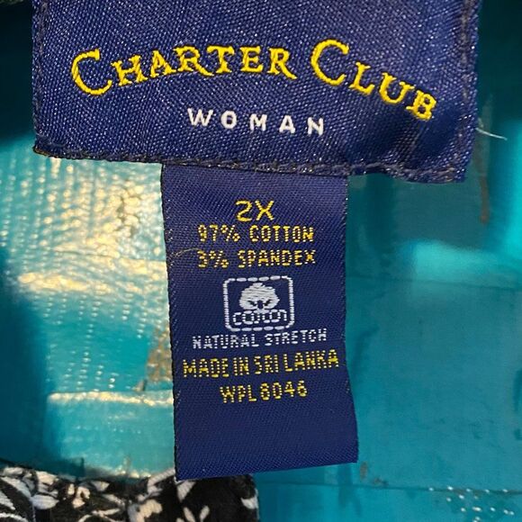 Charter Club BOHO Button Up Cotton Black & White Womens Jacket Size 2X - Picture 7 of 9